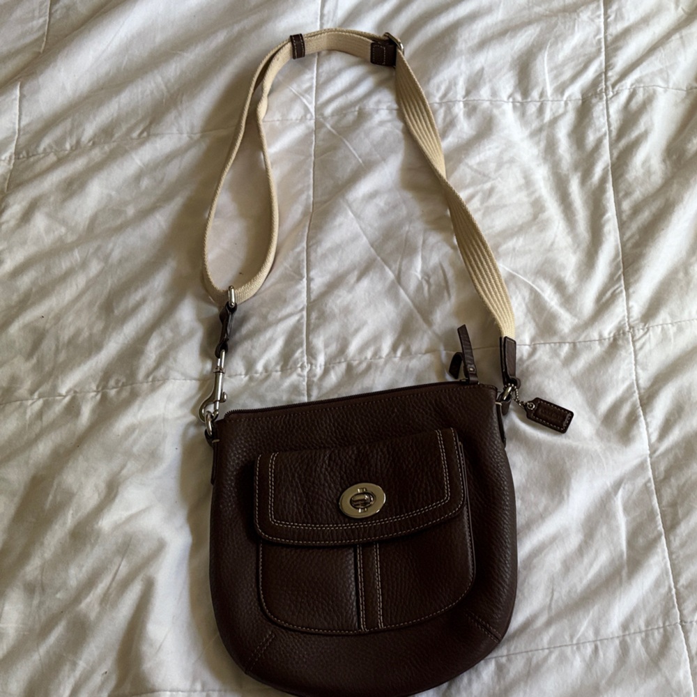 Coach Brown Crossbody Bag with Tan Strap